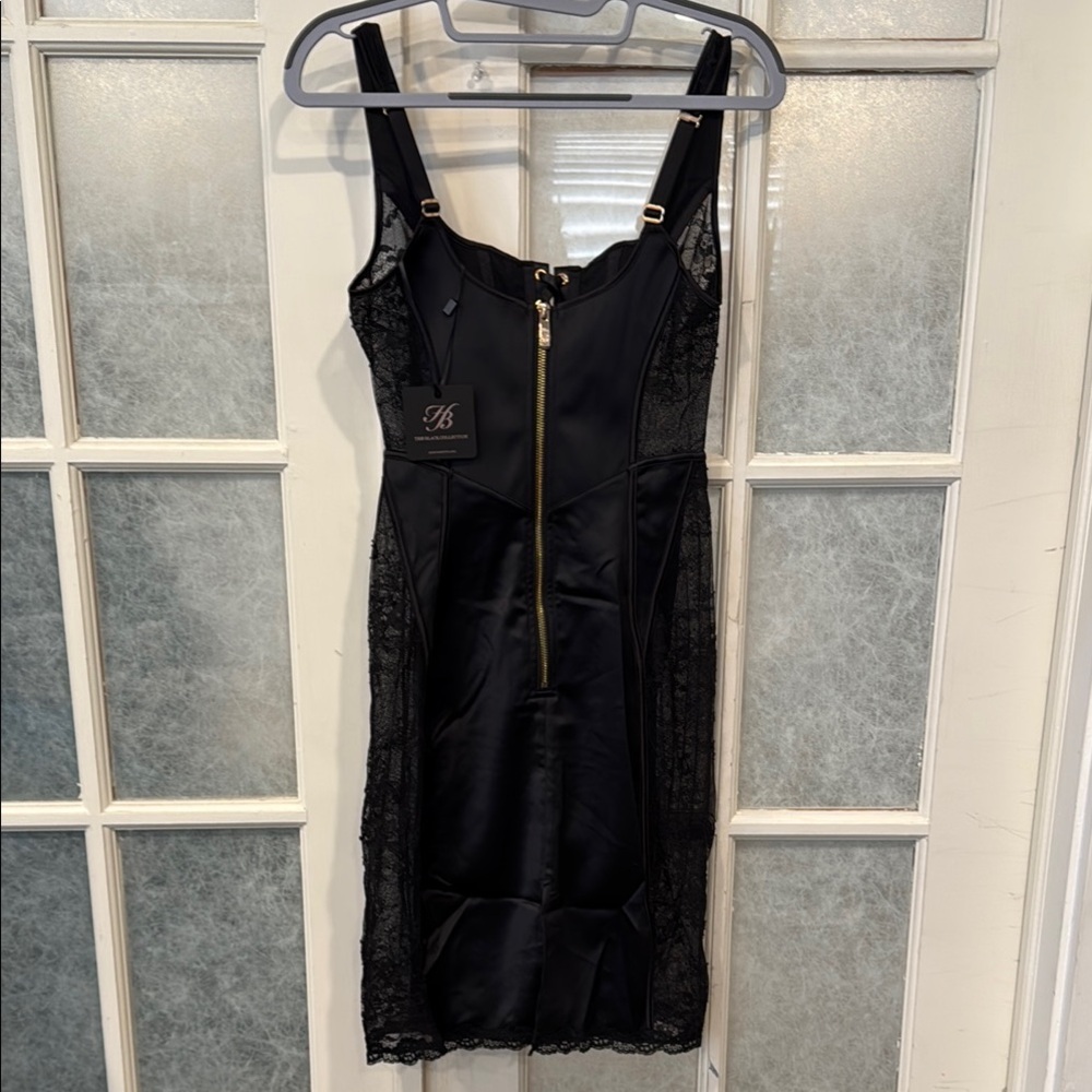 Honey Birdette Black Lace-Up Mini Dress - Picture 3 of 9